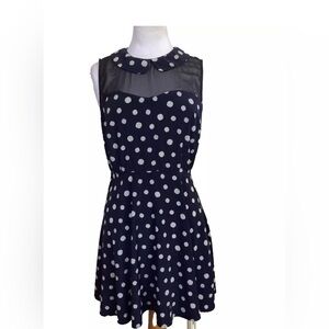 Women’s Polka Dot Sleeveless Dress - Black and White size M